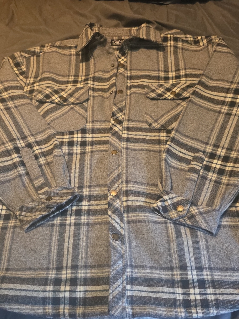 Polar King Men's Plaid Fleece Lined Performance Jacket in Gray XL